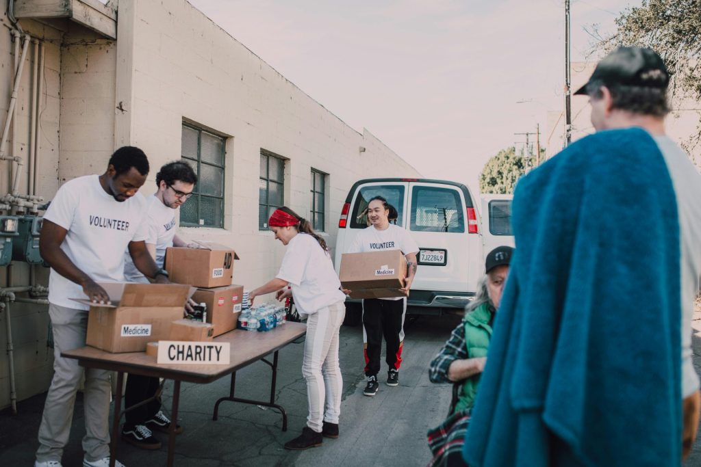 Volunteers Preparing Donations